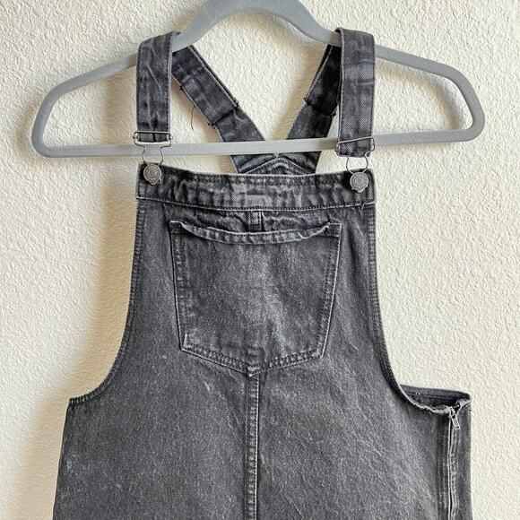 Forever 21 Black Mini Denim Overall Dress Women's M Country Western - Picture 2 of 5